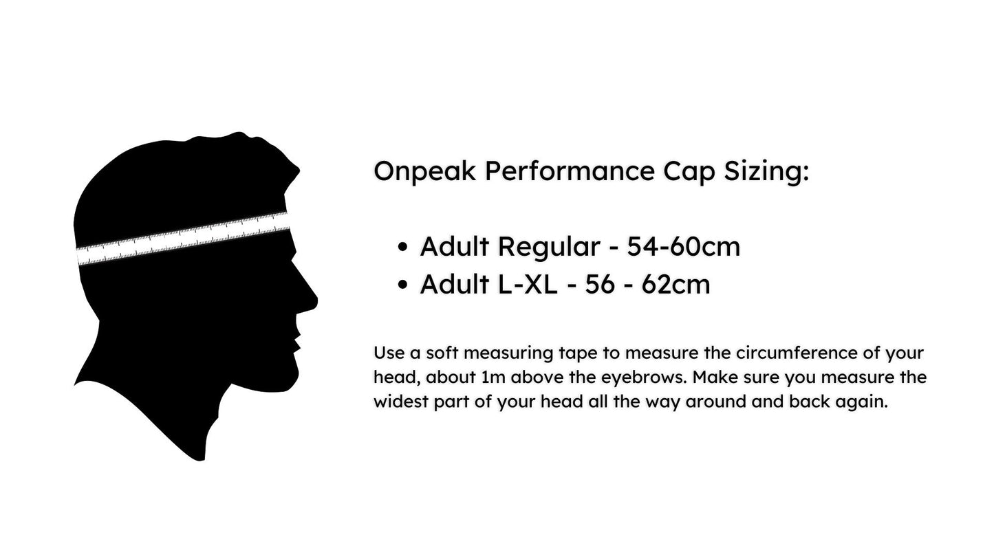 Onpeak Size Guide - including UV protection, antimicrobial sweatband, buoyant visor core, and moisture-wicking technology. This image encapsulates the essence of a versatile running hat, gym hat, and sports hat that seamlessly combines fashion and performance.