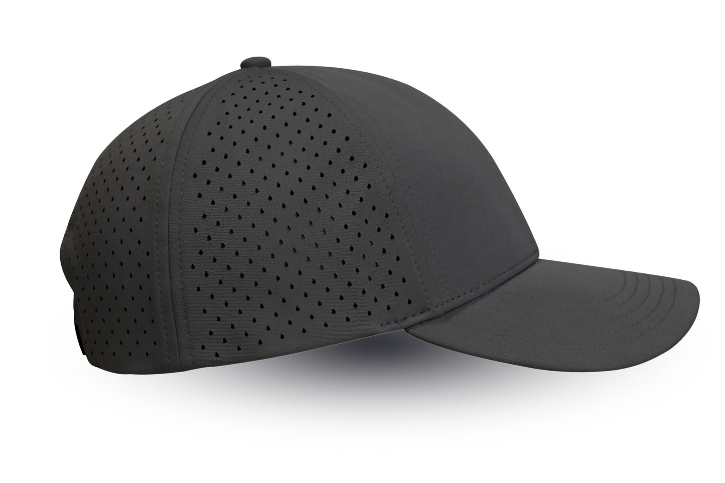 Right Side image showcasing the Stealth Black Hat by Onpeak Hats. The cap's Black color is elegantly highlighted, while its advanced features, including UV protection, antimicrobial sweatband, buoyant visor core, and moisture-wicking technology. This image encapsulates the essence of a versatile running hat, gym hat, and sports hat that seamlessly combines fashion and performance.