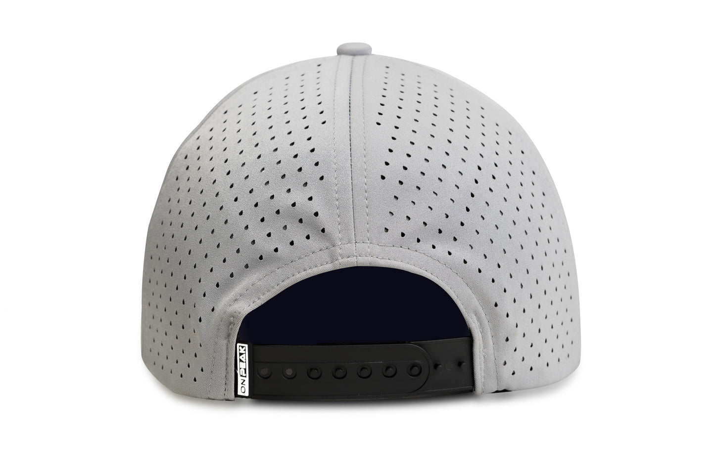 Back image showcasing the Grey Hat by Onpeak Hats. The cap's Grey color is elegantly highlighted, while its advanced features, including UV protection, antimicrobial sweatband, buoyant visor core, and moisture-wicking technology. This image encapsulates the essence of a versatile running hat, gym hat, and sports hat that seamlessly combines fashion and performance.