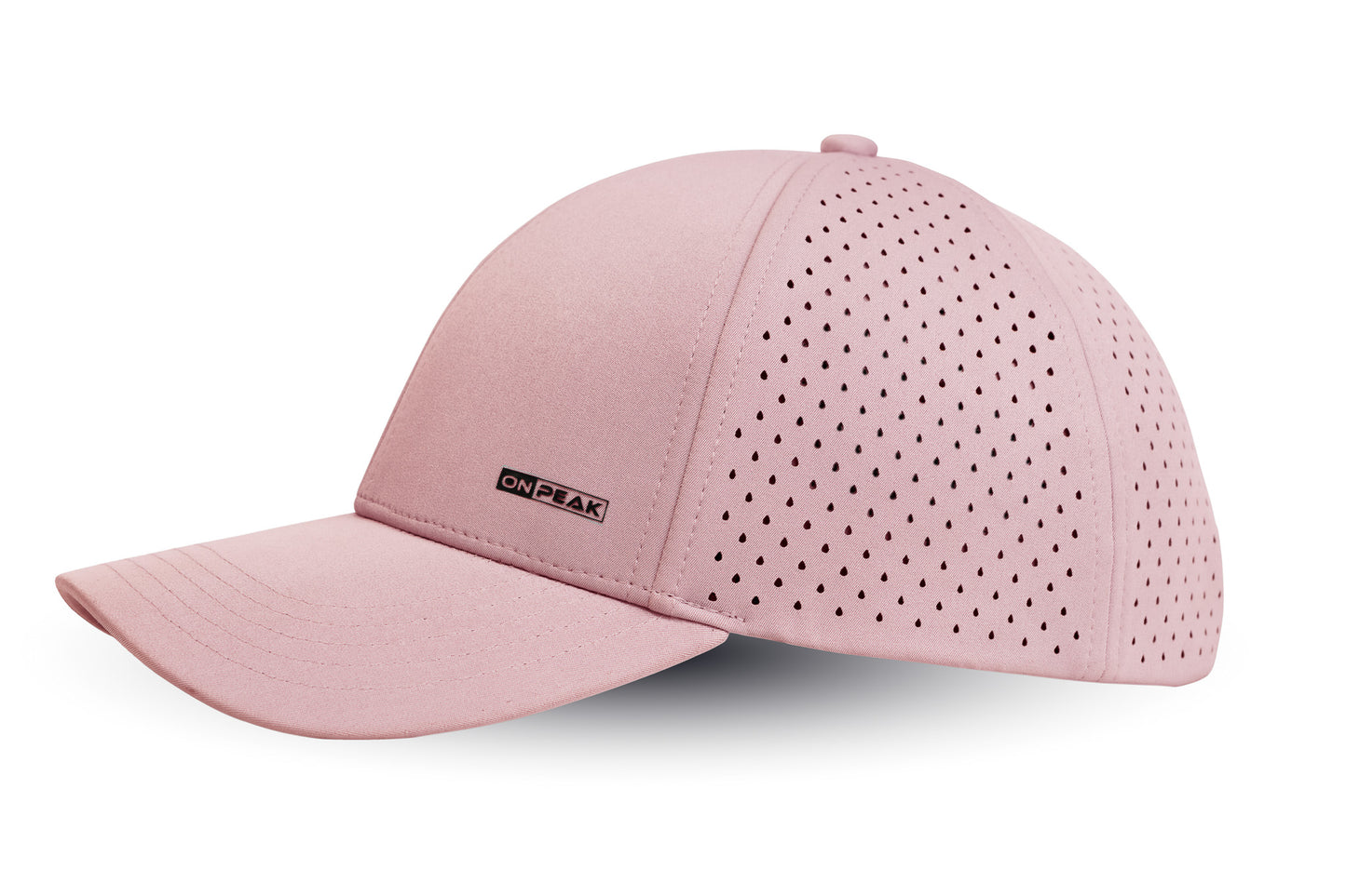 Right Side image showcasing the Sunset Pink Hat by Onpeak Hats. The cap's Pink color is elegantly highlighted, while its advanced features, including UV protection, antimicrobial sweatband, buoyant visor core, and moisture-wicking technology. This image encapsulates the essence of a versatile running hat, gym hat, and sports hat that seamlessly combines fashion and performance.