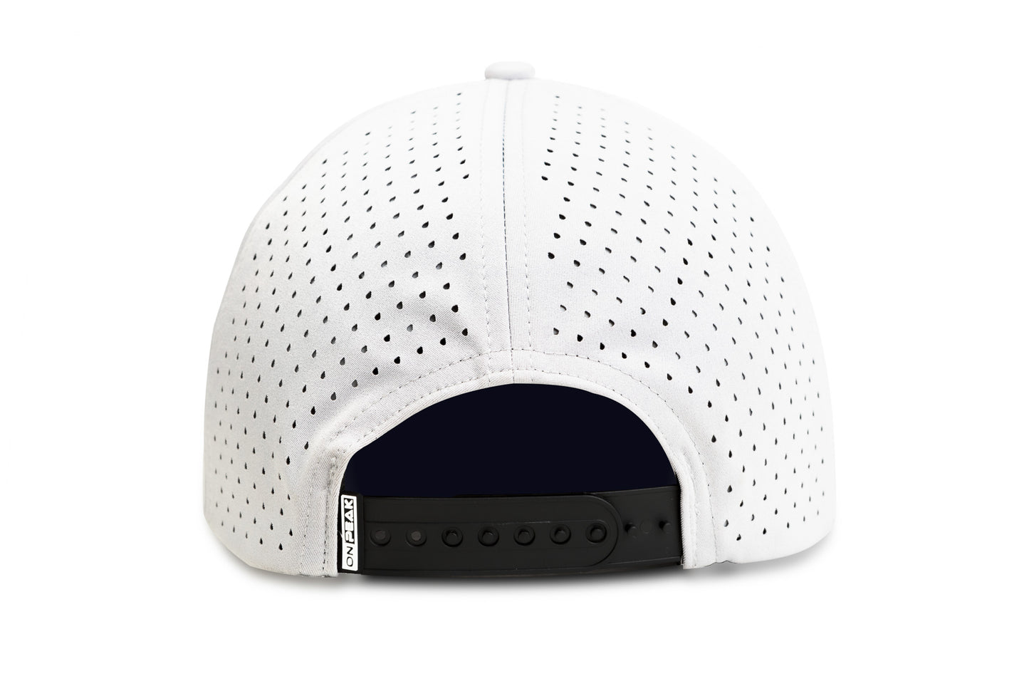 rear image showcasing the Arctic White Hat by Onpeak Hats. The cap's pristine white color is elegantly highlighted, while its advanced features, including UV protection, antimicrobial sweatband, buoyant visor core, and moisture-wicking technology. This image encapsulates the essence of a versatile running hat, gym hat, and sports hat that seamlessly combines fashion and performance.